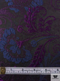 Ornate Floral and Leaf Brocade - Purple / Navy / Black