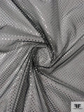 Famous NYC Designer Foil Dot Printed Stretch Tulle - Black / Silver