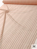 French Vertical Striped Point D'esprit Novelty Tulle - Tan / Flesh