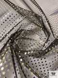 Famous NYC Designer Foil Dot Printed Stretch Tulle - Black / Gold