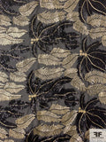 Sequins in Leaf Design on Polyester Chiffon - Gold / Black