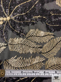 Sequins in Leaf Design on Polyester Chiffon - Gold / Black