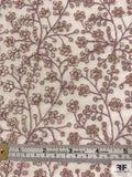 Ditsy Vine Floral Embroidered Netting with Sequins - Lilac / Antique Gold / Off-White