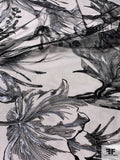 Exquisite Large-Scale Floral Embroidered Tulle with Sequins - Black