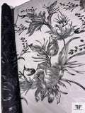 Exquisite Large-Scale Floral Embroidered Tulle with Sequins - Black