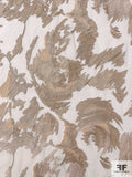 Abstract Embroidered Tulle with Double-Scalloped Embroidered Finish - Champagne / Ivory