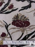 Viney Floral Embroidered Tulle with Metallic Sequins and Detailing - Wine / Gold / Black