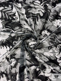 Pamella Roland Shadowy Floral Flocked Tulle - Sage / Black
