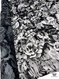 Pamella Roland Shadowy Floral Flocked Tulle - Sage / Black