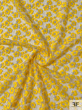 Lela Rose Floral Daisey Embroidered Tulle with Metallic Detailing - Canary Yellow / Grey / Silver