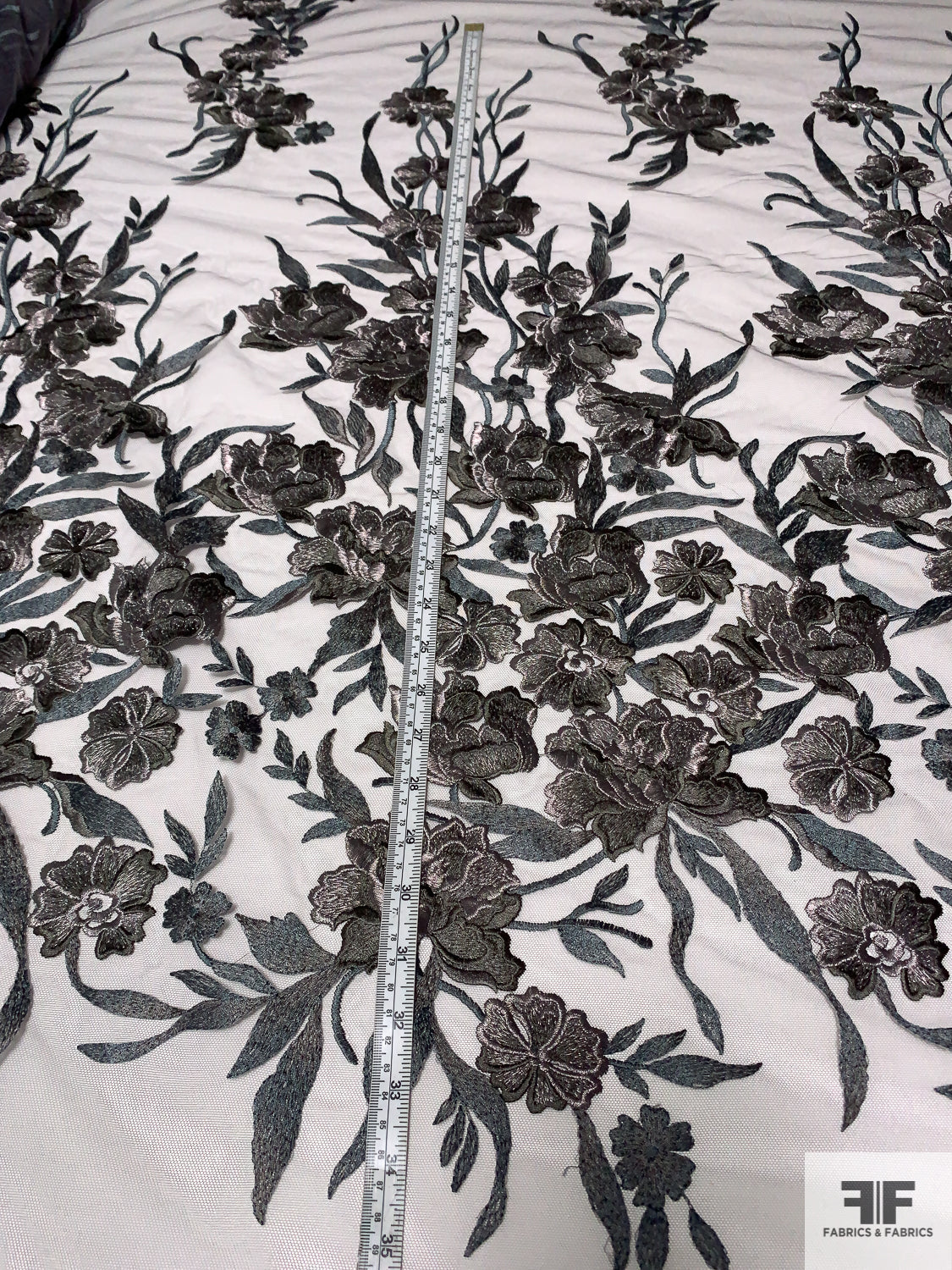 Border Pattern Floral Embroidered Tulle - Black – Fabrics & Fabrics