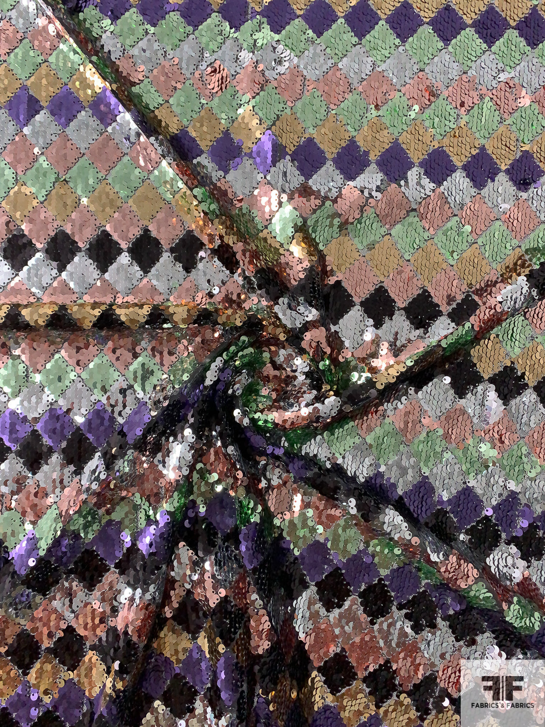 Harlequin Pattern Sequins on Netting - Multicolor