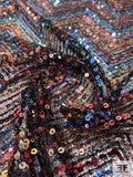 Sequins in Chevron Pattern on Novelty Web Netting - Multicolor