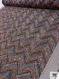 Sequins in Chevron Pattern on Novelty Web Netting - Multicolor