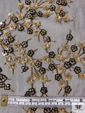 Dainty Floral Clustered Sequins and Embroidered Fine Netting - Black / Gold / Light Gold