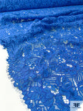 Floral Double-Scalloped Corded Lace - Royal Blue