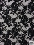 Floral Double-Scalloped Corded Lace - Black