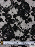 Floral Double-Scalloped Corded Lace - Black