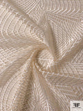 Modern Lines Heavily Embroidered Tulle - Ivory / Champagne