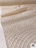Modern Lines Heavily Embroidered Tulle - Ivory / Champagne