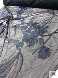 Stretch Tulle with Exotic Embroidery - Navy