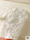 Silk Shantung with Wavy Line Embroidery and Pearl Beads - Light Cream