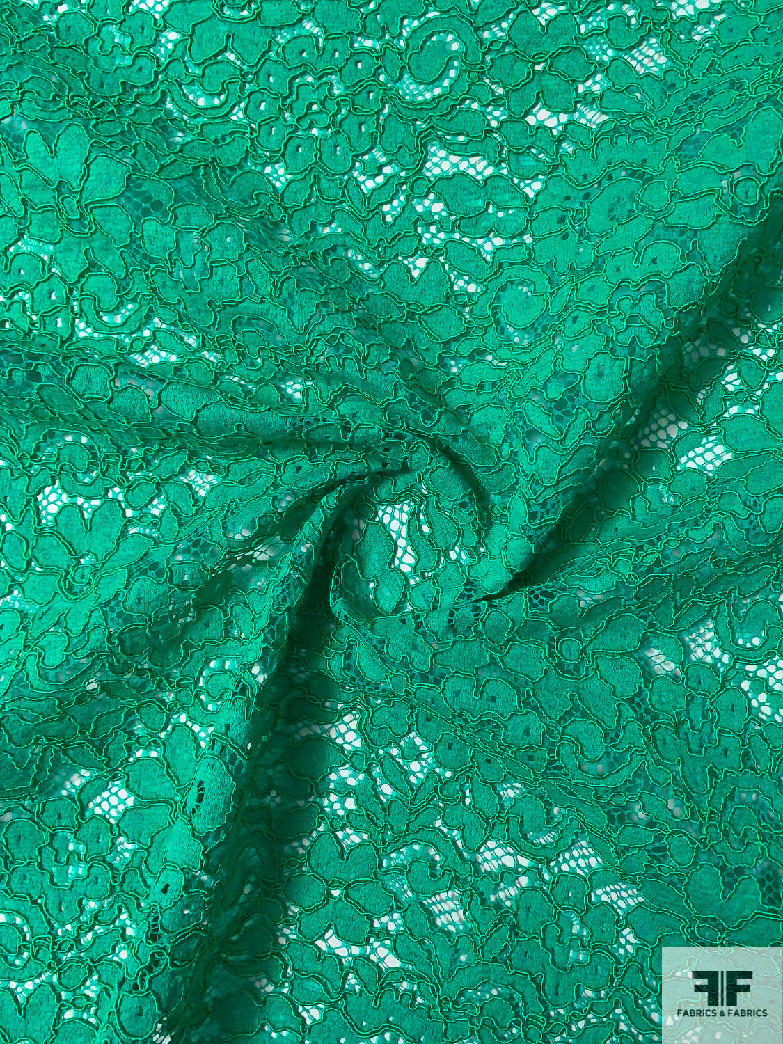 Floral Double Scalloped Corded Lace Strip Jade Fabrics And Fabrics Fabrics And Fabrics