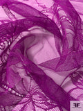 Fine Floral Double-Scalloped Leavers Lace Strip - Purple-Magenta