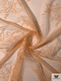 Fine Floral Double-Scalloped Leavers Lace Strip - Peach