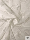 Floral Double-Scalloped Fine Embroidered Tulle - Silk White