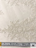 Floral Double-Scalloped Fine Embroidered Tulle - Silk White