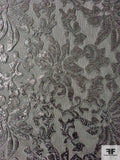 Floral Embroidered Netting with Sequins - Grey / Black