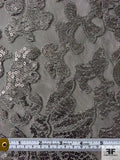 Floral Embroidered Netting with Sequins - Grey / Black