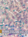 Square Payette Sequins on Netting - Iridescent / Light Pink