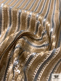 Sequins in Striped Design on Cotton Mesh - Gold / Grey / Cream