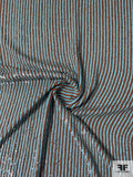 Sequins in Vertical Stripes on Rayon Chiffon - Aqua Blue / Caramel