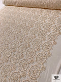 Netting with Circular Yarn Embroidery and Sequins - Ivory White / Light Gold