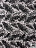 Fringy Leaf Embroidered Fine Netting with Sequins Detailing - Black
