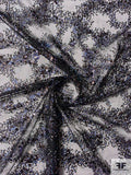 Glamorous Embroidered and Sequined Fine Netting - Black / Blue / Purple