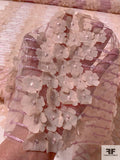 Fine Netting with 3D Floral Chiffon Appliqués and Sequins Detailing - Blush / Pink