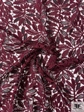 Leaf Stem Guipure Lace - Maroon / Black