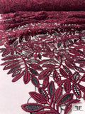 Leaf Stem Guipure Lace - Maroon / Black