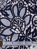Floral Paisley Guipure Lace - Navy / Sky Blue