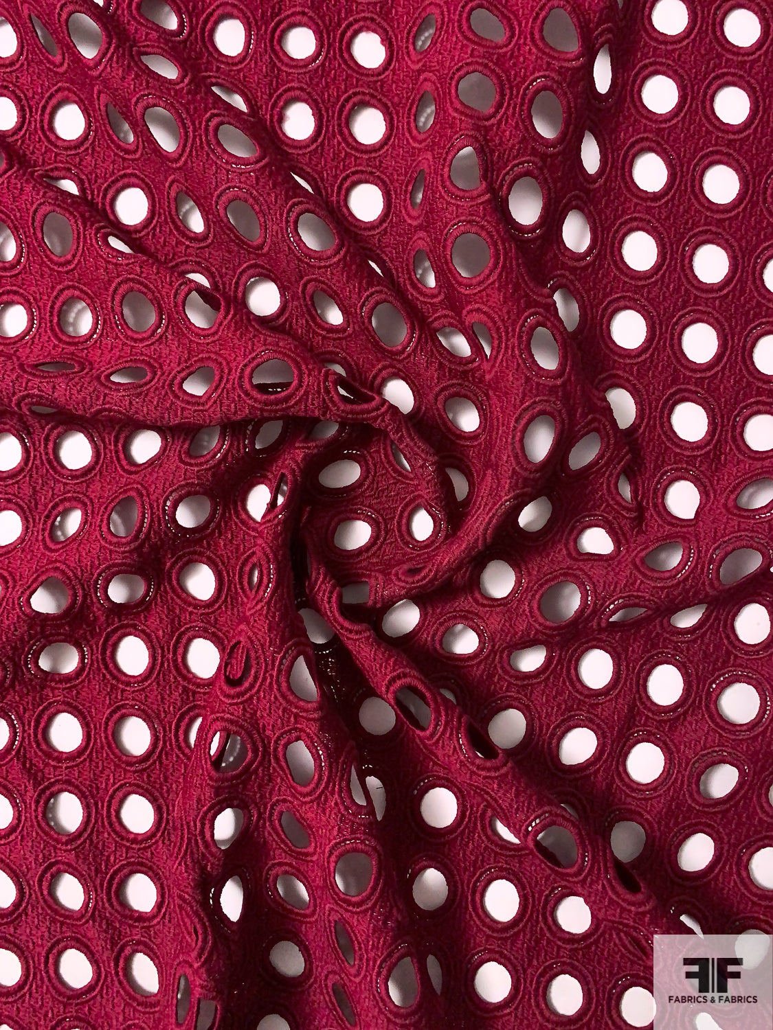 Circle Pattern Guipure Lace - Berry Maroon
