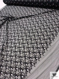 Floral Rosette Vines Embroidered Netting - Black / Gunmetal Grey / White