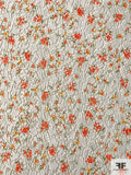 Printed Floral Guipure Lace - White / Deep Coral / Green / Fiery Yellow