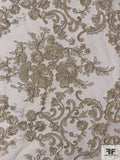 Victorian Floral Embroidered Tulle with Light Cording - Silver / Light Grey