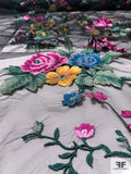 Romantic Floral Vine Fine Embroidered Tulle - Multicolor / Black