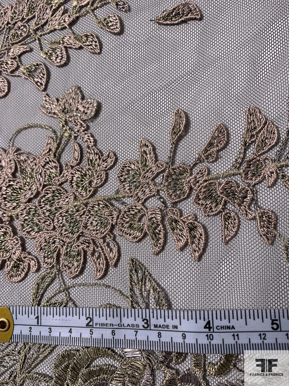 Patterned Tulle Exotic Border Pattern Embroidered Tulle with 3D Tulle Appliqué Petals ...