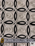 Soutache Corded Circle Swirls on Tulle - White / Black